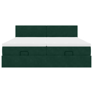 Ottoman Bett mit Matratzen & LEDs Dunkelgrün 180x200 cm