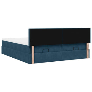 Ottoman Bett mit Matratze & LEDs Dunkelblau 180x200 cm