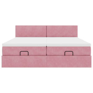 vidaXL Ottoman Bed with Mattresses & LEDs Pink 180x200 cm Velvet