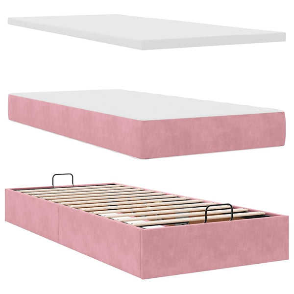 vidaXL Ottoman Bed with Mattresses & LEDs Pink 180x200 cm Velvet