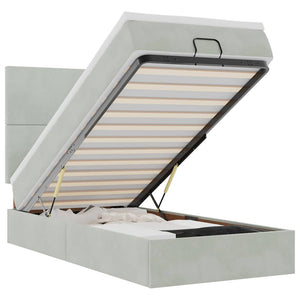 vidaXL Ottoman Bed with Mattresses Light Grey 80x200 cm Velvet