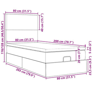 vidaXL Ottoman Bed with Mattresses Light Grey 80x200 cm Velvet