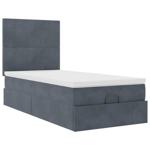 vidaXL Ottoman Bed with Mattresses Dark Grey 80x200 cm Velvet