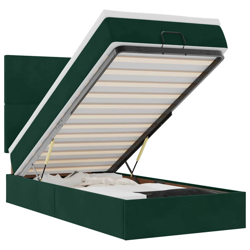 vidaXL Ottoman Bed with Mattresses Dark Green 80x200 cm Velvet