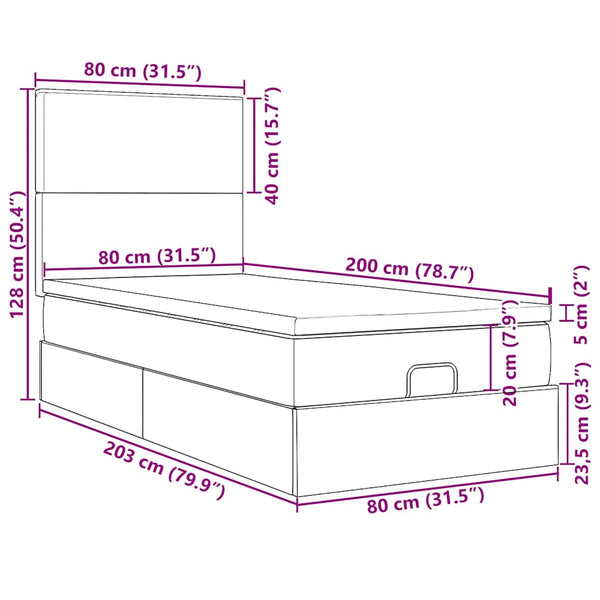 vidaXL Ottoman Bed with Mattresses Dark Green 80x200 cm Velvet