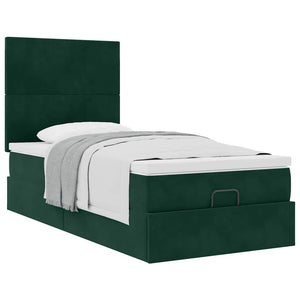 vidaXL Ottoman Bed with Mattresses Dark Green 80x200 cm Velvet