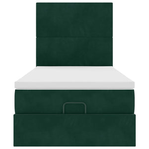 vidaXL Ottoman Bed with Mattresses Dark Green 80x200 cm Velvet
