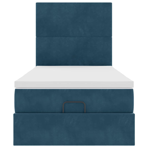 vidaXL Ottoman Bed with Mattresses Dark Blue 80x200 cm Velvet