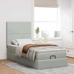 vidaXL Ottoman Bed with Mattresses Light Grey 90x190 cm Velvet