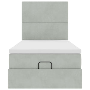 vidaXL Ottoman Bed with Mattresses Light Grey 90x190 cm Velvet