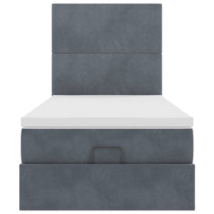 vidaXL Ottoman Bed with Mattresses Dark Grey 90x190 cm Velvet