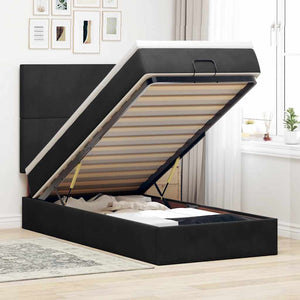 vidaXL Ottoman Bed with Mattresses Black 90x190 cm Velvet