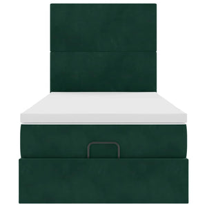vidaXL Ottoman Bed with Mattresses Dark Green 90x190 cm Velvet