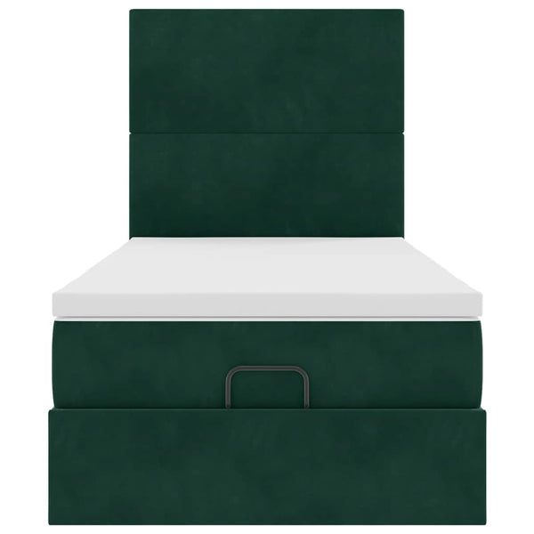 vidaXL Ottoman Bed with Mattresses Dark Green 90x190 cm Velvet