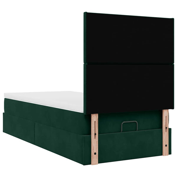 vidaXL Ottoman Bed with Mattresses Dark Green 90x190 cm Velvet