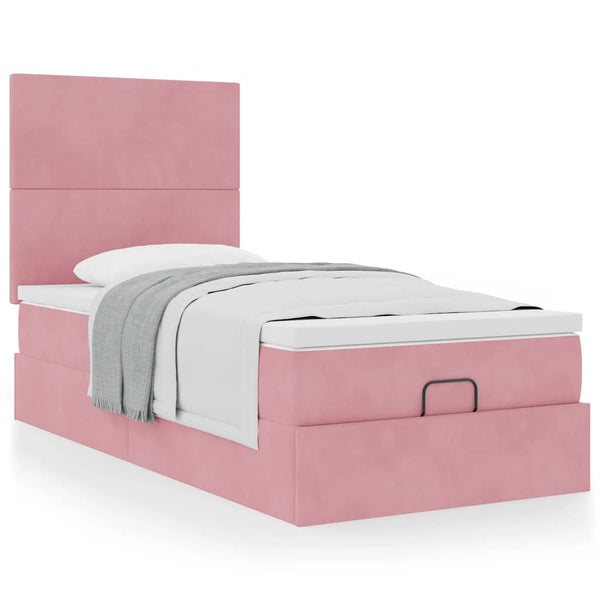 vidaXL Ottoman Bed with Mattresses Pink 90x190 cm Velvet