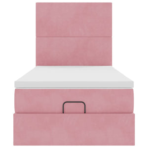 vidaXL Ottoman Bed with Mattresses Pink 90x190 cm Velvet