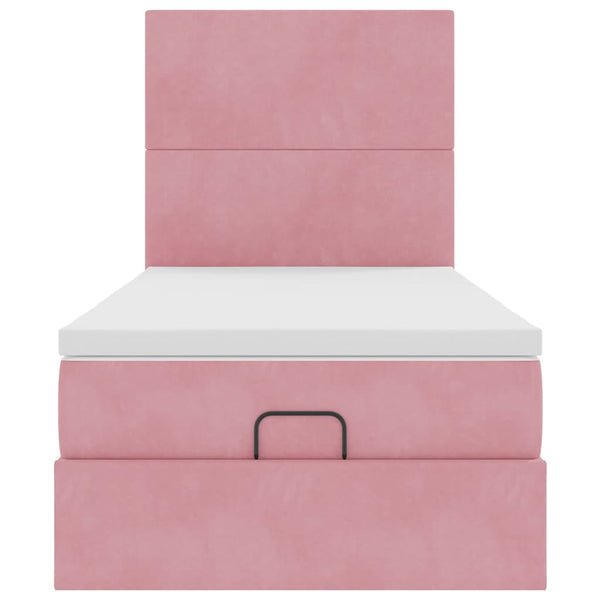 vidaXL Ottoman Bed with Mattresses Pink 90x190 cm Velvet