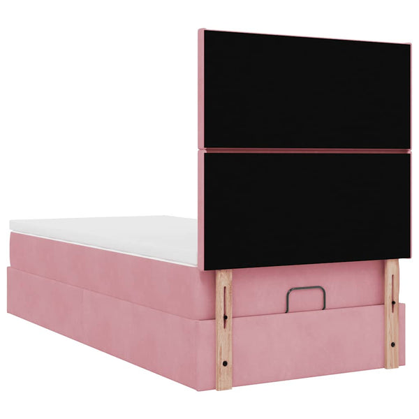 vidaXL Ottoman Bed with Mattresses Pink 90x190 cm Velvet