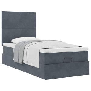 vidaXL Ottoman Bed with Mattresses Dark Gray 90x200 cm Velvet