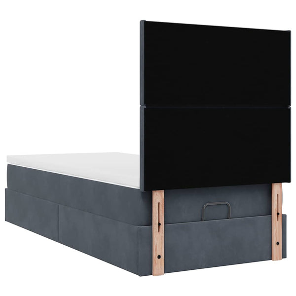 vidaXL Ottoman Bed with Mattresses Dark Gray 90x200 cm Velvet