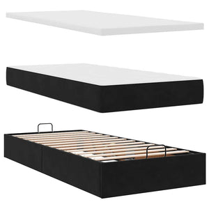 vidaXL Ottoman Bed with Mattresses Black 90x200 cm Velvet