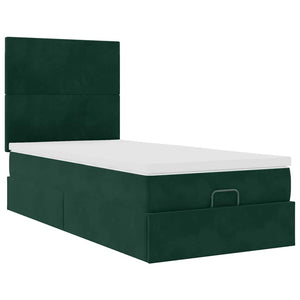 vidaXL Ottoman Bed with Mattresses Dark Green 90x200 cm Velvet