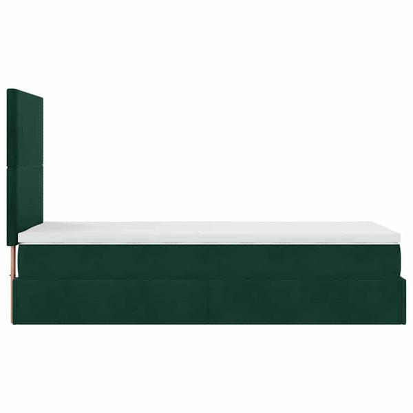 vidaXL Ottoman Bed with Mattresses Dark Green 90x200 cm Velvet
