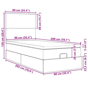 vidaXL Ottoman Bed with Mattresses Dark Blue 90x200 cm Velvet
