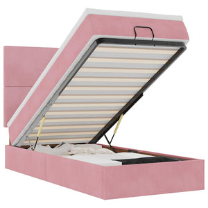vidaXL Ottoman Bed with Mattresses Pink 90x200 cm Velvet