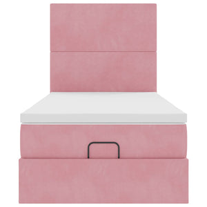 vidaXL Ottoman Bed with Mattresses Pink 90x200 cm Velvet