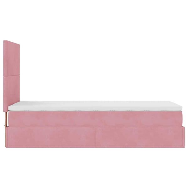vidaXL Ottoman Bed with Mattresses Pink 90x200 cm Velvet
