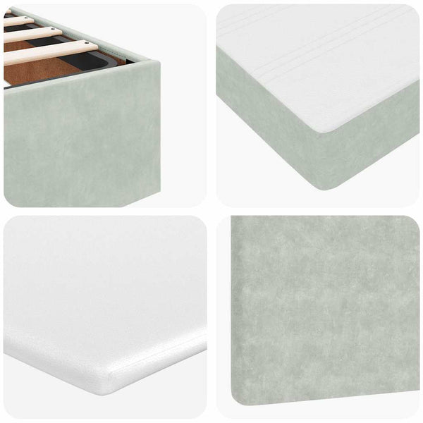 vidaXL Ottoman Bed with Mattresses Light Grey 100x200 cm Velvet