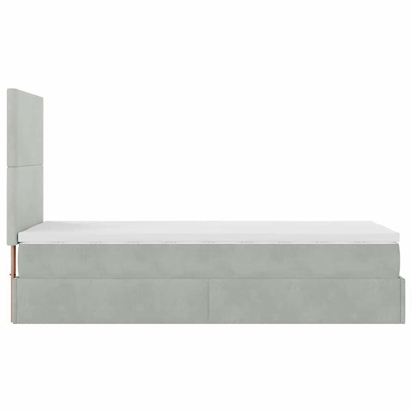 vidaXL Ottoman Bed with Mattresses Light Grey 100x200 cm Velvet
