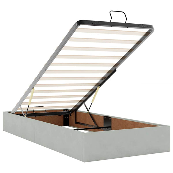 vidaXL Ottoman Bed with Mattresses Light Grey 100x200 cm Velvet