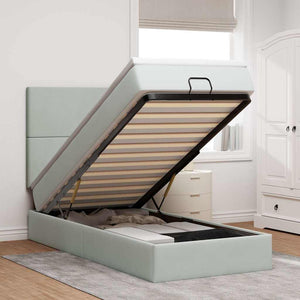 vidaXL Ottoman Bed with Mattresses Light Grey 100x200 cm Velvet
