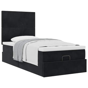 vidaXL Ottoman Bed with Mattresses Black 100x200 cm Velvet
