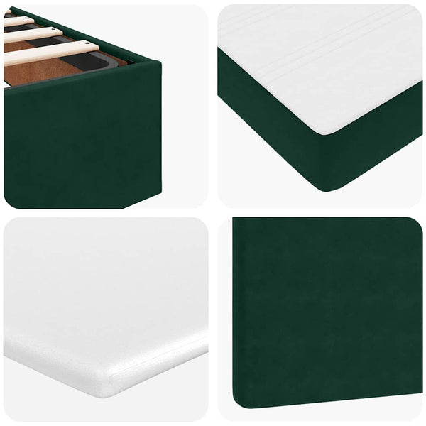 vidaXL Ottoman Bed with Mattresses Dark Green 100x200 cm Velvet