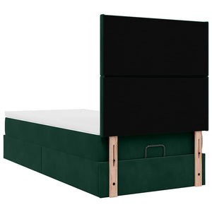 vidaXL Ottoman Bed with Mattresses Dark Green 100x200 cm Velvet
