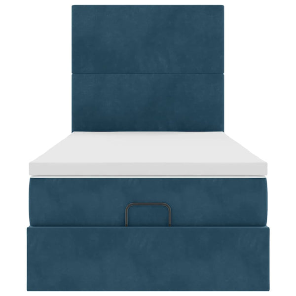 vidaXL Ottoman Bed with Mattresses Dark Blue 100x200 cm Velvet