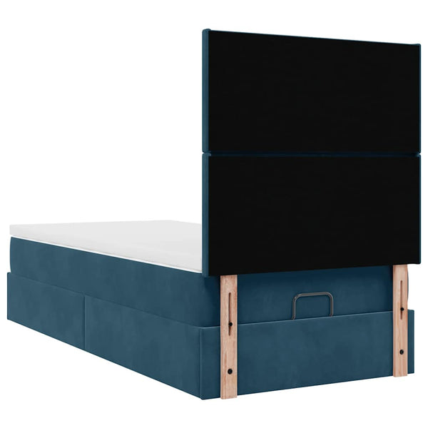 vidaXL Ottoman Bed with Mattresses Dark Blue 100x200 cm Velvet