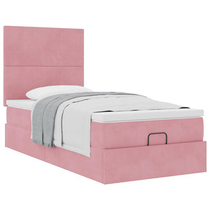 vidaXL Ottoman Bed with Mattresses Pink 100x200 cm Velvet