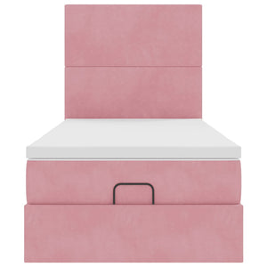 vidaXL Ottoman Bed with Mattresses Pink 100x200 cm Velvet