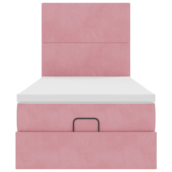 vidaXL Ottoman Bed with Mattresses Pink 100x200 cm Velvet