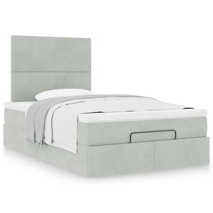 vidaXL Ottoman Bed with Mattresses Light Grey 120x190 cm Velvet