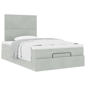 vidaXL Ottoman Bed with Mattresses Light Grey 120x190 cm Velvet