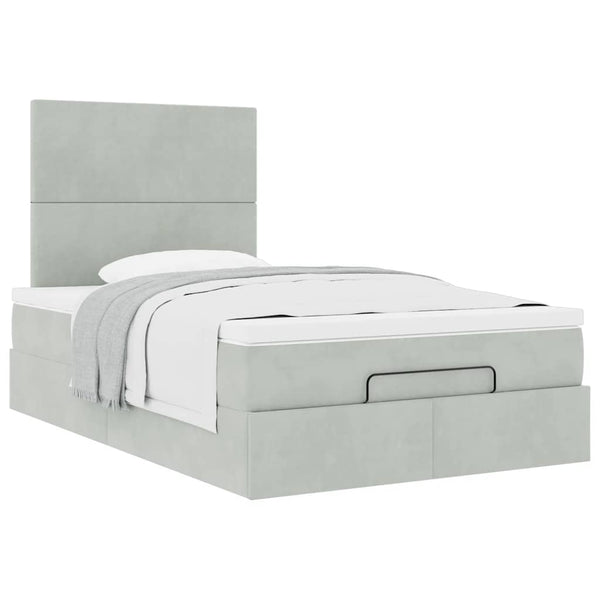 vidaXL Ottoman Bed with Mattresses Light Grey 120x190 cm Velvet