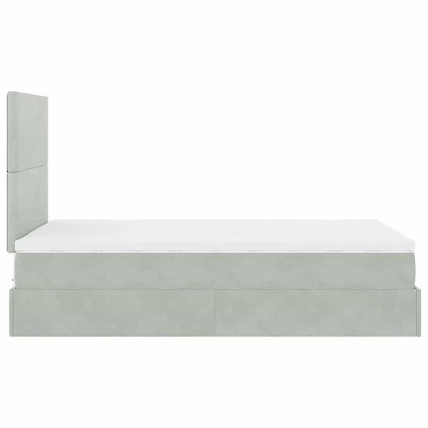 vidaXL Ottoman Bed with Mattresses Light Grey 120x190 cm Velvet