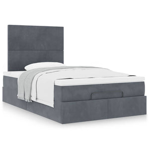 vidaXL Ottoman Bed with Mattresses Dark Grey 120x190 cm Velvet