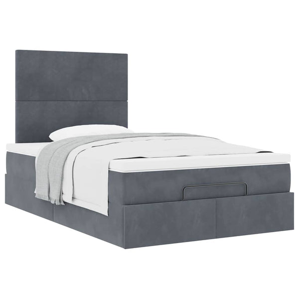 vidaXL Ottoman Bed with Mattresses Dark Grey 120x190 cm Velvet